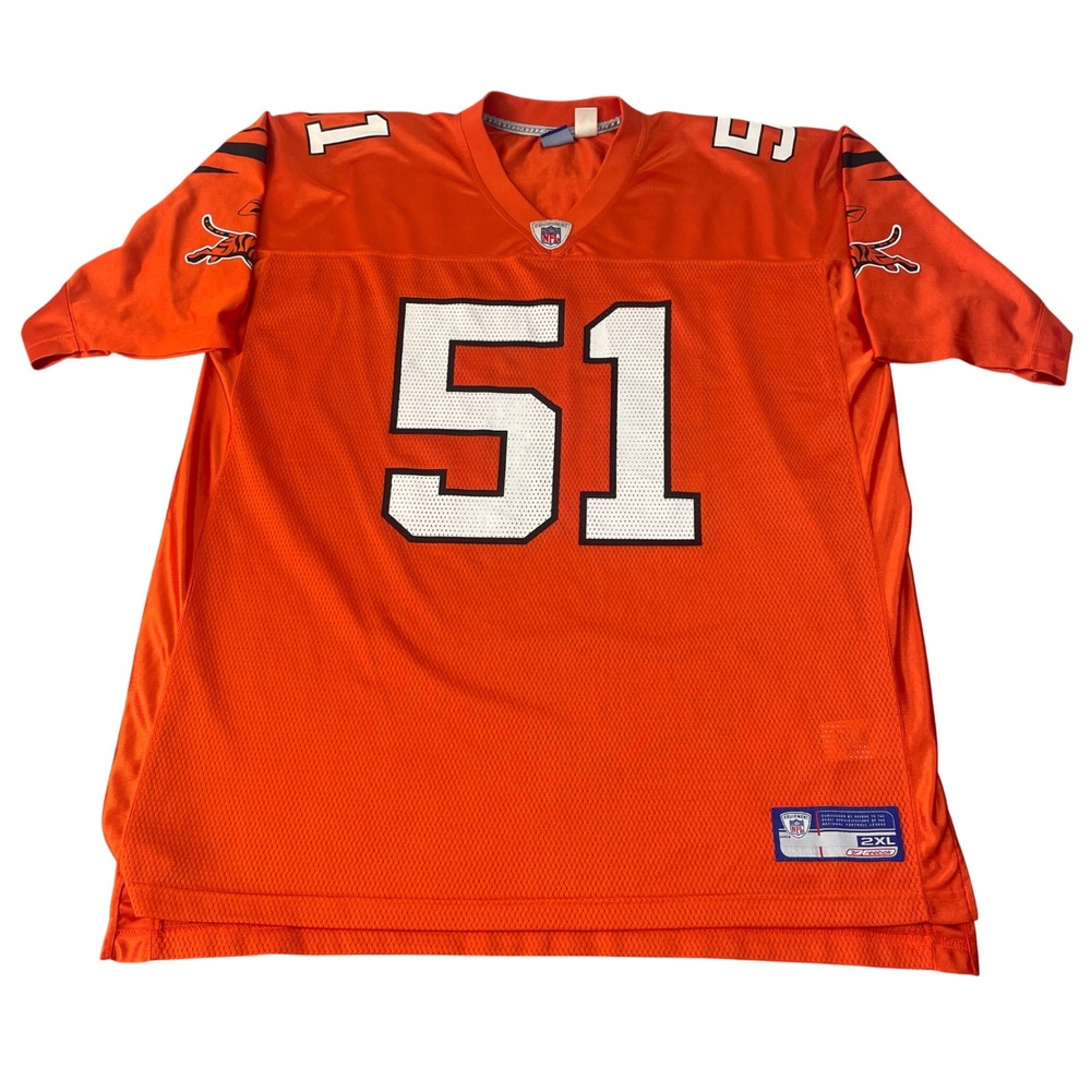 VTG Reebok Takeo Spikes Cincinnati Bengals Football Jersey #51 Orange Men's 2XL